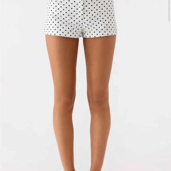 Peppermayo Black and White Polka Dot High Waist Shorts (Coastline Mini Shorts) - Picture 1 of 6